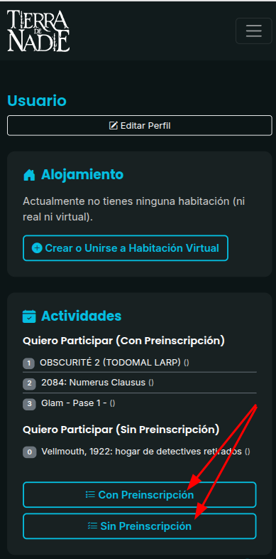 Panel de usuario en el m&oacute;vil